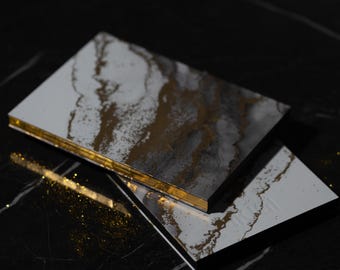A5 Notizbuch – schwarzes Marmor-Design mit Goldveredelung, dotted – luxuriöses Bullet Journal mit vergoldeter Schnittkante
