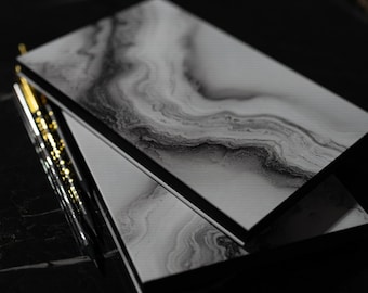 A5 Notizbuch – schwarzes und graues Marmor-Design, dotted, Hardcover – edles Bullet Journal für Büro, Studium und Planung