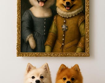 Custom Pet Portrait Painting Canvas, Renaissance Royal Dog Portrait