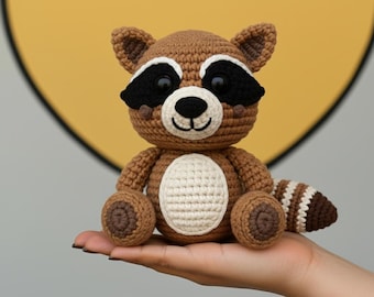 Raccoon Crochet Pattern PDF | Amigurumi Raccoon Toy | Cute Baby Animal Plush | Stuffed Animal Crochet Pattern | Raccoon Amigurumi Pattern