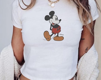 Retro Mickey Disney Baby Tee, Classic Mickey Baby Tee, Y2k 90s Style Mickey Mouse Tee, Mickey T-shirt, Mickey Disney Top