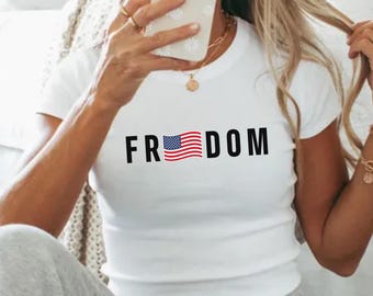 Freedom Baby Tee, Women’s Freedom Shirt, Feminist Activist Tee, Political Statement Top, Social Justice Crop T-Shirt, Summer Protest Tee