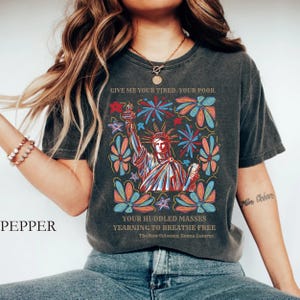 Comfort Colors® Statue of Liberty Shirt, Liberty and Justice Tee, Anti-Trump 4th of July Shirt, Protest Graphic Political Tee, Anti Maga Tee image 2