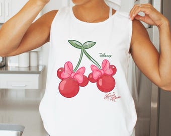Comfort Colors Cherry Mickey Minnie Tank Top, Disney Cherry TankTop, Girly Magic Kingdom Tee, Vintage Minnie Mouse Women's Tee, WDW Trip