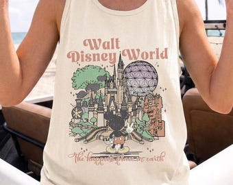 Vintage Mickey Comfort Colors Tank Top, Walt Disney World Tee, Disney 2026 Trip Disney Vacation Tee, Retro Mickey And Friends Tank Top