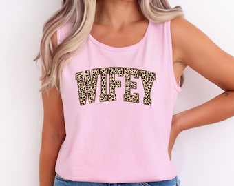 Leopard Wifey Tank Top, Comfort Colors Bride Tee, Leopard Print, Leopard Print Varsity Shirt, Cheetah Print Wifey Comfort Colors Tee