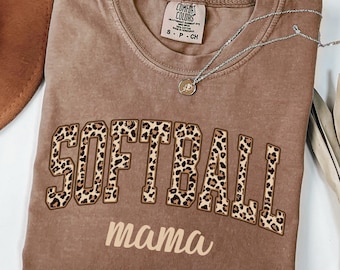 Comfort Colors® Leopard Baseball Softball Mama Shirt, Mothers Day Gift For Baseball Softball Mom, Gift For Baseball & Softball Lover Shirt