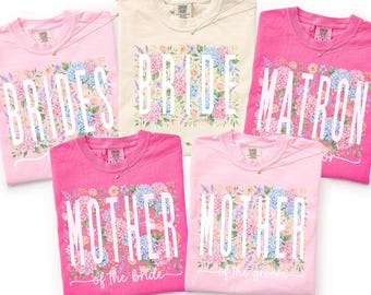 Comfort Colors Bridesmaid Boho Floral Shirt, Bride And Bridesmaid Matching Shirts, Bachelorette Party Shirts, Maid Of Honor Shirt