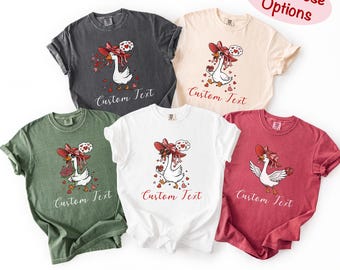 Comfort Colors® Goose Valentine Day Shirt, Custom Text Silly Goose Shirt, February Girls Trip, Custom Shirt for Women, Cute Best Friends Tee