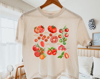 Tomato Comfort Colors® Shirt Boxy Tee, Fruit Shirt, Botanical Shirt, Vegetable Shirt Crop Top, Cottagecore Farmer's Market Shirt, Garden Tee