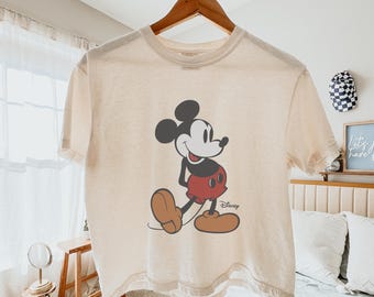 Classic Pose Mickey Mouse Comfort Colors® Boxy Tee, Retro Mickey Mouse Boxy Shirt, Disneyland Family Trip Cropped Shirt, Disney Vacation Tee