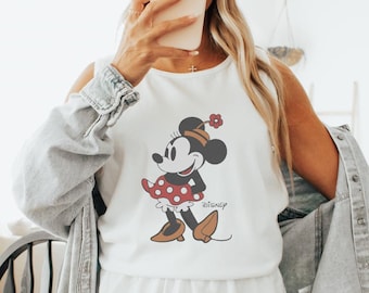 Disney Minnie Mouse Classic Pose Vintage Portrait Tank Top, Disneyland Vacation Girl Trip Comfort Colors Shirt, Disney Magic Kingdom Tee