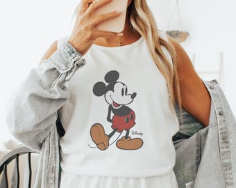 Disney Mickey Mouse Classic Pose Vintage Portrait Tank Top, Mickey & Friends Tee, Disneyland Family Vacation Girl Trip Comfort Colors Shirt