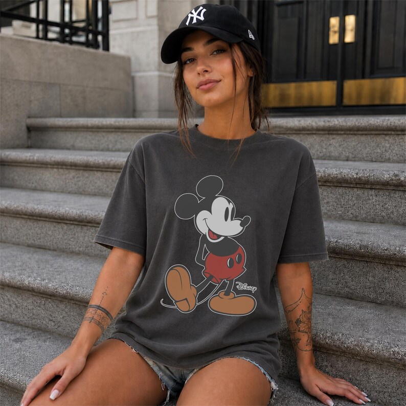 Disney Mickey Mouse Classic Pose Vintage Portrait Comfort Colors Shirt, Retro Mickey T-shirt, Mickey Lover Gift, Disneyland Family Vacation image 3