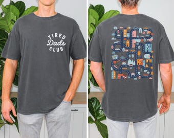 Tired Dads Club Shirt, Cute Tired Dads Club Tee, Father's Day Gift, Comfort Colors Tee, Play Cars On Dads Back Mat Road Car Race Track Shirt