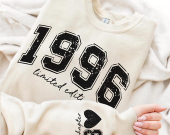 Custom 30th Birthday Sweatshirt, Personalized Limited Edition 1996 Hoodie, Custom Birthday, 1996 Year Number Sweatshirt, Custom Birthday Tee