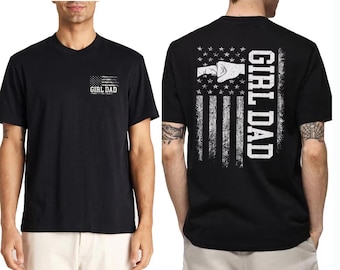 Camiseta para papá con diseño de niña, camiseta patriótica con la bandera estadounidense y el puño en alto, regalo del Día del Padre para papá.