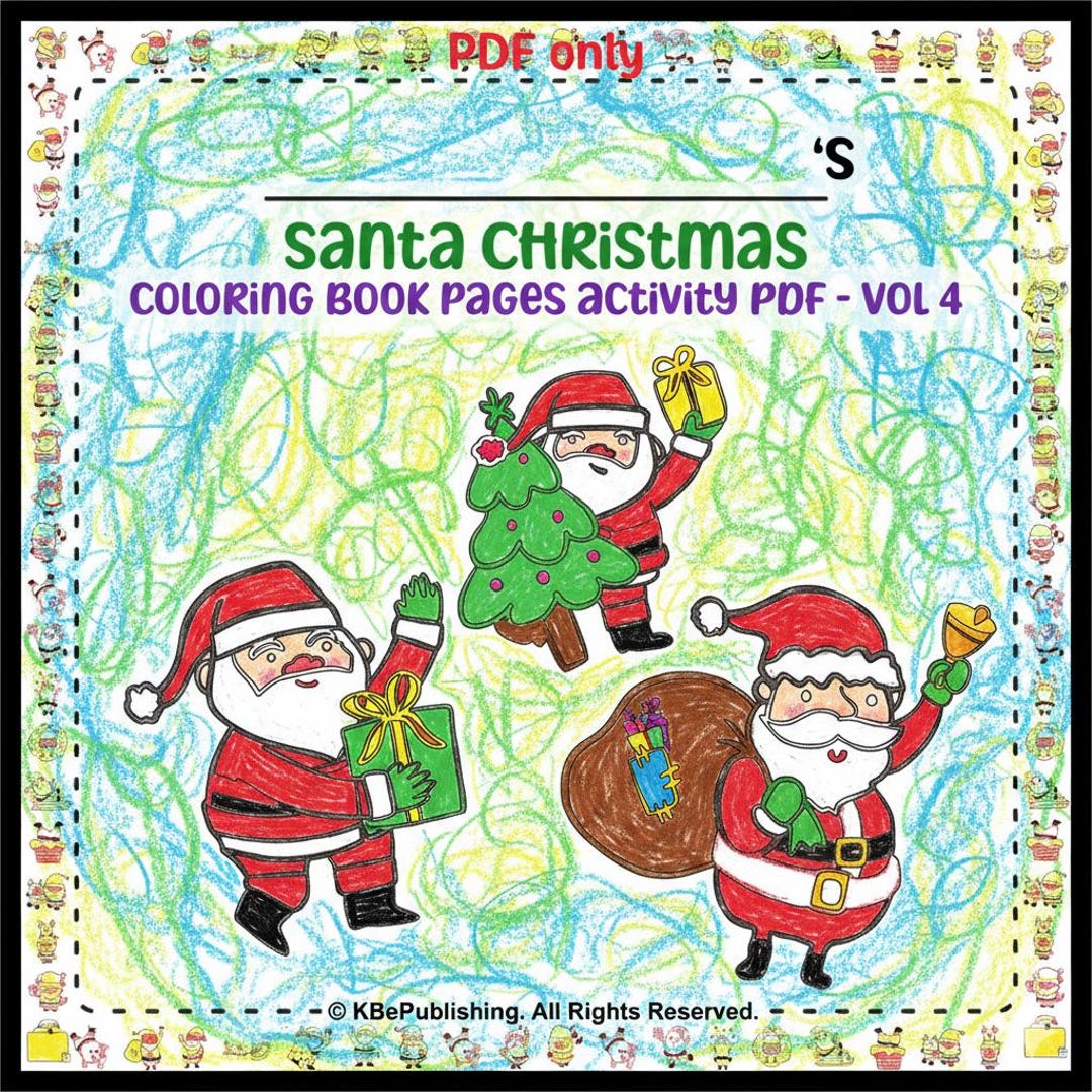 Christmas Santa Coloring Pages Book Kids Fun Artwork Activities ...