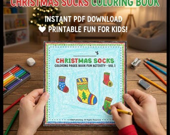 Kids Coloring Christmas Socks Holiday 25 Pages Book Printable Kids Artwork Activities | PDF