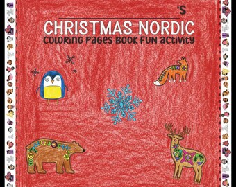 Christmas Coloring Pages Book Printable Kids Fun Artwork Activities Holiday Nordic | PDF