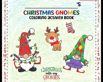 Christmas Gnomes Coloring Pages Book Kids Fun Artwork Activities, Digital Printable PDF