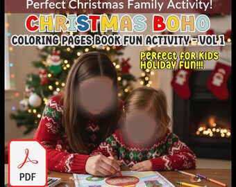Christmas Coloring Pages Book 25 Printable Kids Artwork Activities Boho | PDF