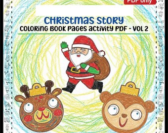 Christmas Story Printable Coloring Pages Book Kids Fun Artwork Activities | Digital PDF