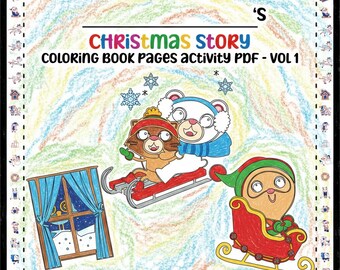 Christmas Story Printable Coloring Pages Book Kids Fun Artwork Activities | Digital PDF