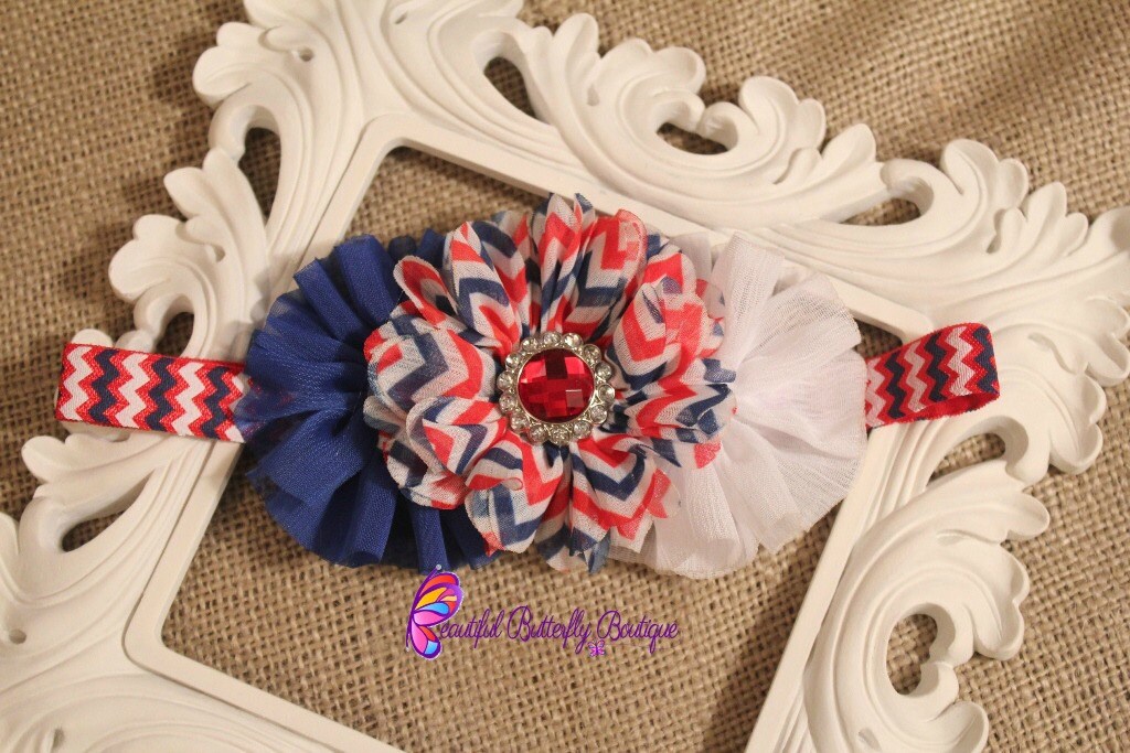 SALE July 4th Baby Headband Chevron Headband Photo Prop Etsy