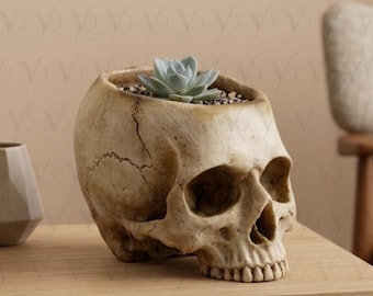 Jardinière murale moderne en résine avec tête de mort