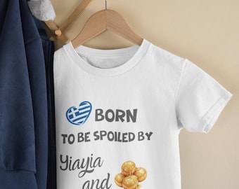 Divertida camiseta griega para bebé: consentido por la abuela y el abuelo.