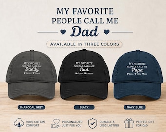 Personalized Dad Hat | Custom Father Title, Children's Names Embroidery