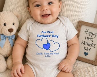 First Father's Day Baby Bodysuit | Two Dads Family Outfit, 100% Cotton