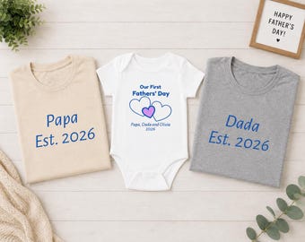 First Fathers' Day Matching Family Set | Two Dads, Baby Shirts (Est. 2026)