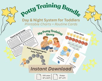 Paquete de entrenamiento para ir al baño para niños pequeños, tablas de rutinas diurnas y nocturnas (descarga instantánea)