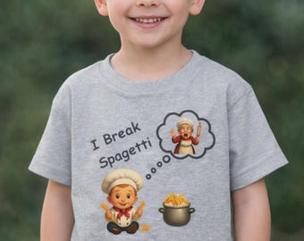 Divertida camiseta italiana para niños pequeños “Rompo espaguetis” / No se lo digas a mi abuela / Camiseta de pasta para niños / Regalo familiar italiano 2T-6T / Niño italiano