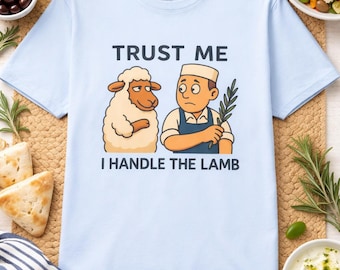 Camiseta griega de Pascua, Camiseta divertida para papá griego, Confía en mí, yo me encargo del cordero, Conjunto familiar griego a juego, Camiseta de cocina de Pascua, Regalo para Pappou Pasha