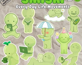 Momentos de la vida cotidiana de Smiski PNG / Descargas digitales de personajes de dibujos animados kwaii