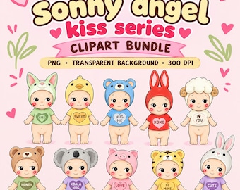 Kiss Angel PNG |  Love Baby Clipart | Kawaii Valentine PNG | Sonny Angel kiss series,digital download cute kiss angel