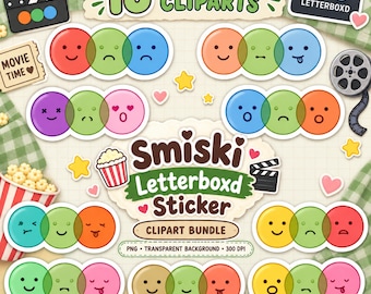 Smiski Letterboxd Movie Clipart Bundle, 18 PNG Stickers (Digital Download)
