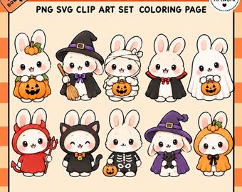 Horror bunny SVG PNG  Clip art Bundle | Spooky kawaii Halloween Art (Digital Download)