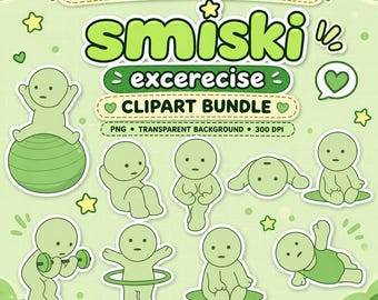 Smiski PNG ,Exercise Series Clipart, Kawaii Fitness PNG Sticker ( Digital Download)