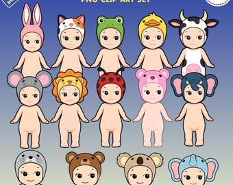 Baby Angel Animal PNG Bundle, Baby Clipart, Kawaii Clip Art, Digital Download