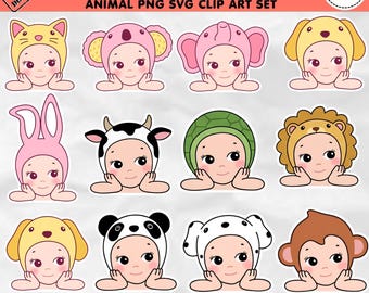 Baby Angel  PNG SVG Bundle,  Baby Clipart, Kawaii Animal , Nursery Clip Art, Digital Download