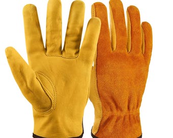 Leather Working Gloves for Men – Durable Workwear for Gardening, DIY, Construction & Driving