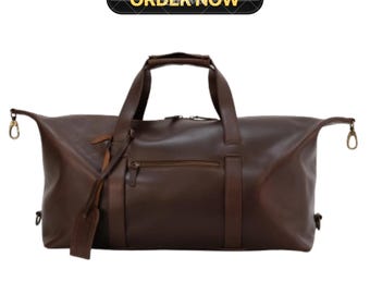 Vintage Brown Leather Duffle Bag Handmade Travel Gym Weekend Bag for Men New