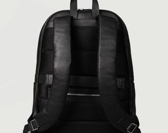 The Philos Black Leather Backpack