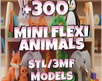 300+ Flexi Animal 3D Print Files STL 3MF Articulated Mini Animals Bundle
