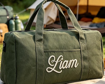 Personalized Hand Embroidery Travel Bag, Custom Carry-On Luggage Duffel Bag, Best Men's Gift,Father's Day Gifts, Weekenden Bag for Men