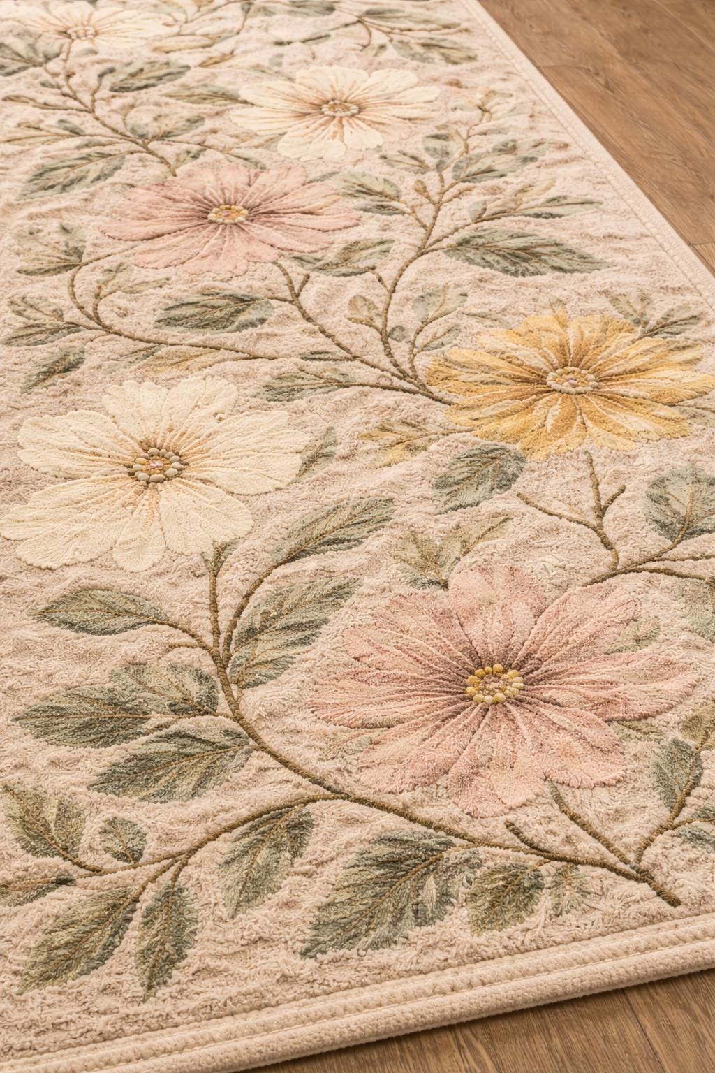 Hand Tufted Wool Floral Runner Rug, Neutral Botanical Hallway Carpet - Etsy